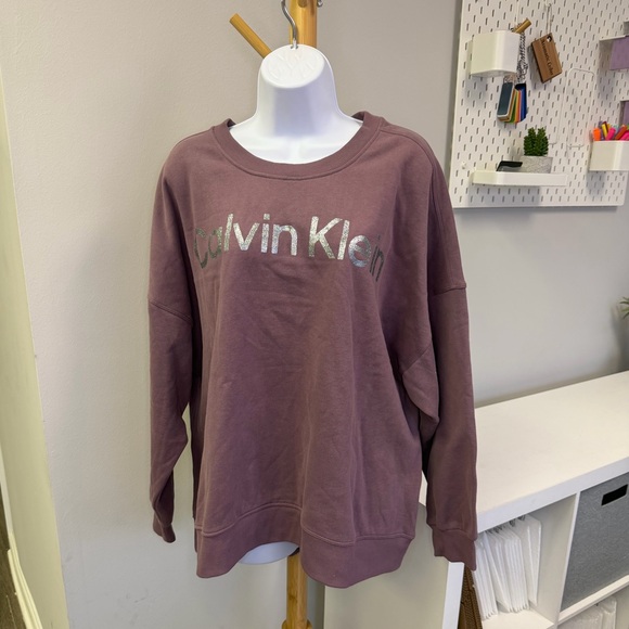 Calvin Klein Sweaters - NWT Calvin Klein Performance Mauve and Glitter Logo Sweat Shirt Plus Size 2X